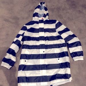 Joules Navy and White Striped Raincoat sz 8